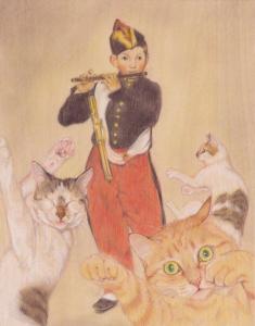 猫使いの少年 （マネ 笛を吹く少年 リスペクト）  お部屋にアートを 